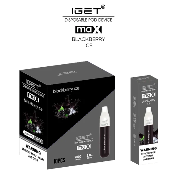 blackberry-ice-iget-max-box.webp IGET Max 2200 Puffs Disposable 10 x IGET Max