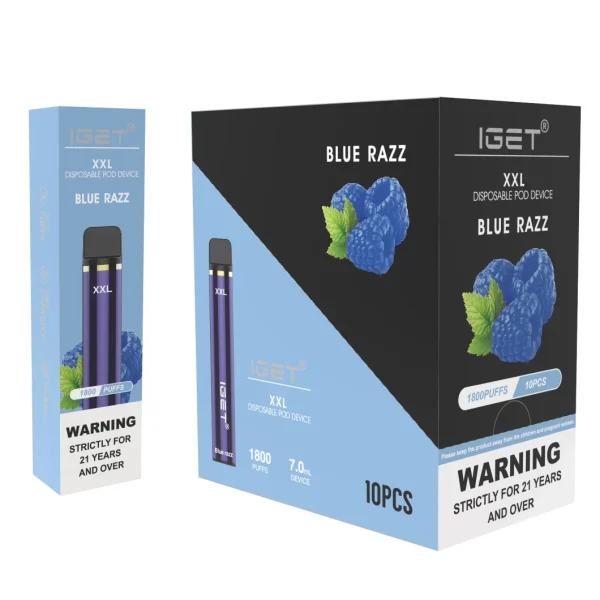 blue-razz-iget-xxl-box.webp IGET XXL 1800 Puffs Disposable 10 x IGET XXL